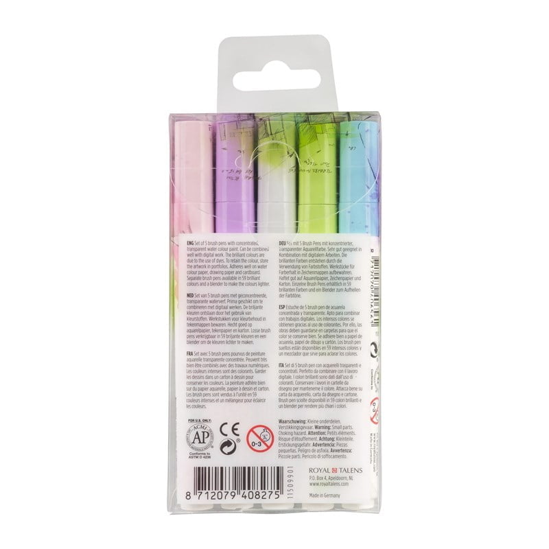 Ecoline Brush Pen Set - Pastel Colours (Pack of 5), 11509901